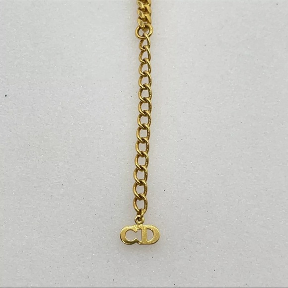 AUTH Christian Dior Logo Plate Chain Bracelet Gold - Picture 5 of 8